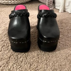 Swedish Hasbeen black clogs.